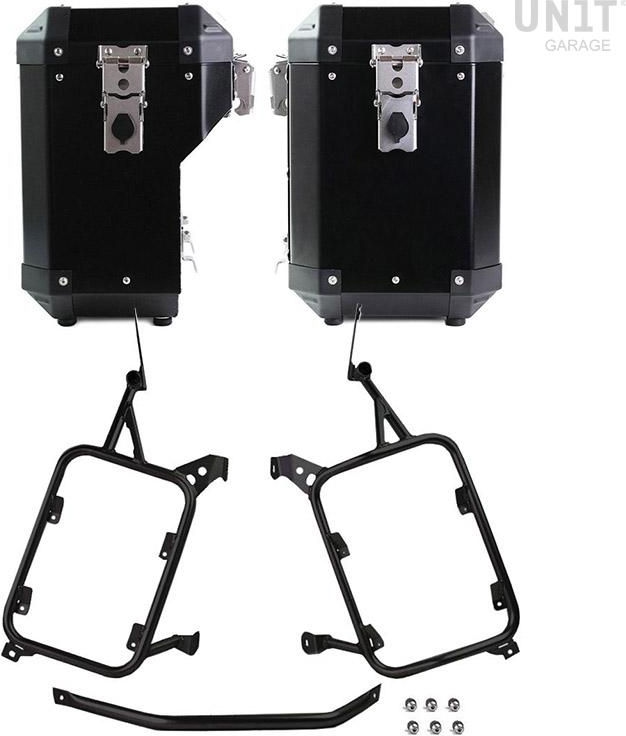 Unit Garage Pair of aluminium Panniers Atlas 47L+41L with Subframes
