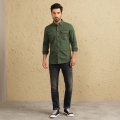 Genuine Apparel ROYAL ENFIELD The Herringblend Shirt - Dark Olive | re_RLASHA230060 | euronetbike-net