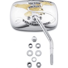 Harley-Davidson Harley-Davidson Live To Ride One-Piece Short Stem Mirror-Right Side, Gold & Chrome | 91864-90T | hd_91864-90T | euronetbike-net
