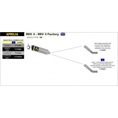 Arrow ARROW APRILIA RSV4 15/16-TUONO V4 1100 '15/16 HOMOL. ALUMINIUM RACE-TECH SILENCER WITH CARBON END CAP FOR ARROW LINK PIPE | 71744AK | arr_71744AK | euronetbike-net