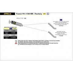 Arrow ARROW APRILIA RSV4 15/16-TUONO V4 1100 '15/16 HOMOL. ALUMINIUM RACE-TECH SILENCER WITH CARBON END CAP FOR ARROW LINK PIPE | 71744AK | arr_71744AK | euronetbike-net