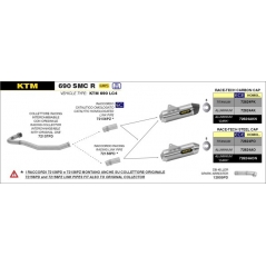 Arrow Arrow KTM 690 Smc/Enduro'19 Race Tech Homol. Titanium Exhaust With Carbon Endcap For Arrow Link Pipe | 72624PK | arr_72624PK | euronetbike-net