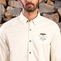 Genuine Apparel ROYAL ENFIELD Royal Enfield Mlg Saga Shirt - Off White | re_RLASHS231137 | euronetbike-net