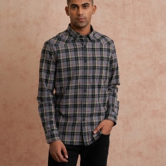 Genuine Apparel ROYAL ENFIELD Royal Enfield Lt Flannel Check Shirt - Dark Grey | re_RLASHA221577 | euronetbike-net