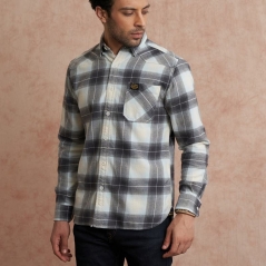 Genuine Apparel ROYAL ENFIELD Heavy Weight Flannel Shirt (4Xl) 48 Cm-Light Grey | re_RLASHA222049 | euronetbike-net