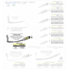 Arrow ARROW SUZUKI GSX-R 1000 '17 COMPETITION FULL TITANIUM FULL SYSTEM WITH RACE TECH SILEMCER DIA.60+DB KILLER+CARBON END CAP | 71161CKZ | arr_71161CKZ | euronetbike-net