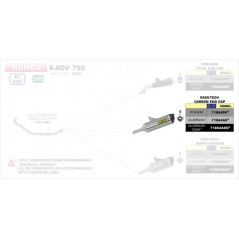 Arrow ARROW HONDA X-ADV '17 HOMOLOGATED ALUMINIUM RACE-TECH SILENCER WITH CARBON END CAP FOR ORIGINAL AND ARROW COLLECTOR | 71864AK | arr_71864AK | euronetbike-net