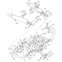 Triumph OEM Parts Triumph Exhaust Header Assy RH Black | T2206063 | tri_T2206063 | euronetbike-net