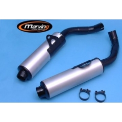 Marving Exhaust MARVING CYLINDRICAL Ø 100 COUPLE - BLACK + ALUMINIUM | H/2094/NC | mvg_H-2094-NC | euronetbike-net