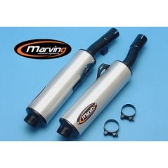 Marving Exhaust MARVING CYLINDRICAL Ø 100 COUPLE - BLACK + ALUMINIUM | S/2111/NC | mvg_S-2111-NC | euronetbike-net