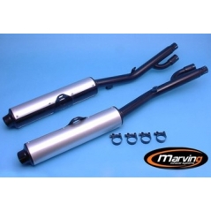 Marving Exhaust MARVING CYLINDRICAL Ø 100 COUPLE - BLACK + ALUMINIUM | S/2112/NC | mvg_S-2112-NC | euronetbike-net