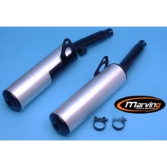 Marving Exhaust MARVING CYLINDRICAL Ø 100 COUPLE - BLACK + ALUMINIUM | Y/2083/NC | mvg_Y-2083-NC | euronetbike-net