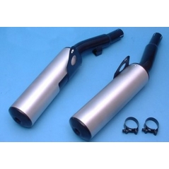 Marving Exhaust MARVING CYLINDRICAL Ø 100 COUPLE - BLACK + ALUMINIUM | Y/2084/NC | mvg_Y-2084-NC | euronetbike-net