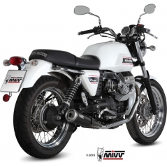 Mivv silencers Mivv SPORT GHIBLI 2 SLIP-ON Muffler BLACK STAINLESS STEEL for MOTO GUZZI V7 CLASSIC / SPECIAL 2008 - 2016 EC approved (Euro3) Catalyzer is included | M.010.LGB | mivv_M010LGB | euronetbike-net