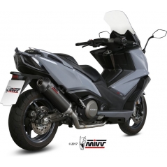 Mivv silencers Mivv SPORT OVAL Imp. compl./Full sys. 2x1 BLACK STAINLESS STEEL WITH CARBON CAP for KYMCO AK550 2017 ECE approved (Euro4) Catalyzer is included | O.009.LVC | mivv_O009LVC | euronetbike-net