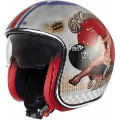 Premier Premier Open Face Helmet VINTAGE PIN UP OLD STYLE SILVER | APJETVIEFIBPOS00XL | pre_APJETVIEFIBPOS00XL | euronetbike-net