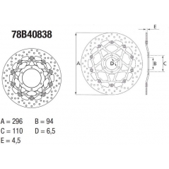 Brembo BREMBO Oro Brake Disc Round Floating | 78B40838 | brem_78B40838 | euronetbike-net