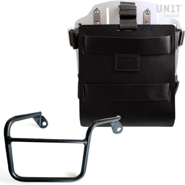 UnitGarage Unit Garage Carrying system in aluminum with adjustable leather front, Quick Release System and frame, Black/Silver | U085+U000+2600DX-Black-Silver | ug_U085-U000-2600DX-Black-Silver | euronetbike-net