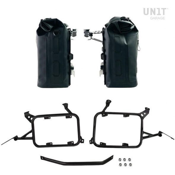 UnitGarage Unit Garage Two Khali side panniers in TPU 35L - 45L + Pair of aluminium plates with Inox Subframe R1200GS LC - R1250GS & ADV, Black Panniers + Black Frames | 2xUG002+AL0C+1927-Black-Panniers+Black-Frames | ug_2xUG002-AL0C-1927-Black-Panniers-Black-Frames | euronetbike-net