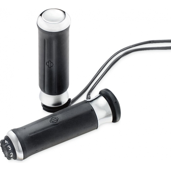 Harley-Davidson Harley-Davidson Contoured Chrome and Rubber Heated Hand Grips, Chrome | 56100268 | hd_56100268 | euronetbike-net