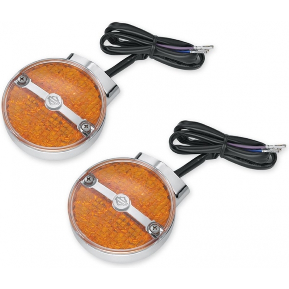 Harley-Davidson Harley-Davidson Bar & Shield Front LED Turn Signals, Chrome | 68411-10 | hd_68411-10 | euronetbike-net