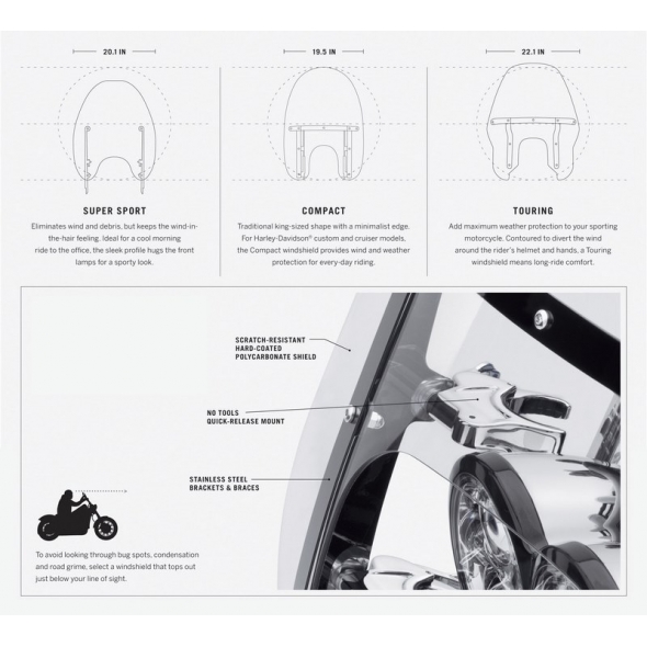Harley-Davidson Harley-Davidson Quick-Release Super Sport Windshield, Light Smoke | 57301-06 | hd_57301-06 | euronetbike-net