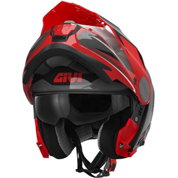 GIVI Parts Givi Flip-up helmet X.27 TOURER GRAPHIC Black/Red, Size 54/XS | HX27RTRBR54 | givi_HX27RTRBR54 | euronetbike-net