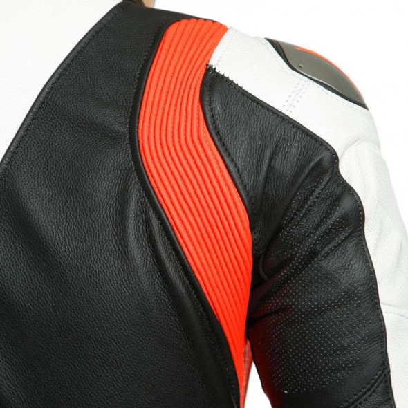 Dainese wear Dainese LAGUNA SECA 5 1PC LEATHER SUIT PERF., Black/White/Fluo-Red, Size 44 | 201513467N32008 | dai_201513467-N32_44 | euronetbike-net