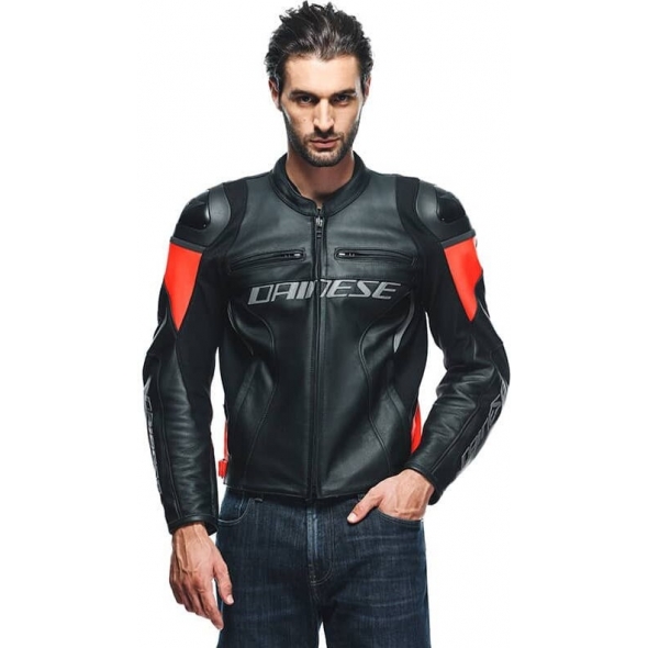 Dainese wear Dainese RACING 4 LEATHER JACKET, BLACK/FLUO-RED | 201533848628010 | dai_201533848-628_48 | euronetbike-net Dainese wear Dainese RACING 4 LEATHER JACKET, BLACK/FLUO-RED | 201533848628010 | dai_201533848-628_48 | euronetbike-net
