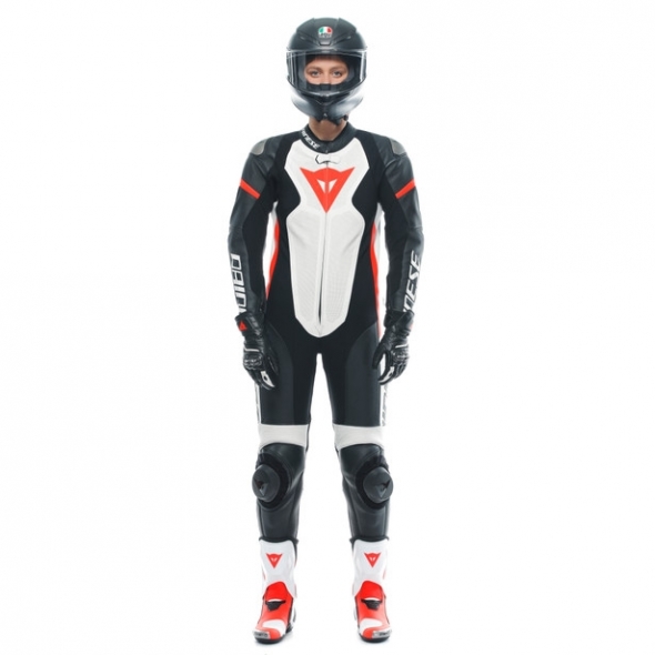 Dainese wear Dainese Grobnik Lady Leather 1Pc Suit Perf. Black/White/Fluo-Red | 202513484-N32 | dai_202513484-N32_48 | euronetbike-net