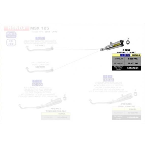 Arrow ARROW HONDA MSX125'16 HOMOL.X-KONE TITANIUM SILENCER CARBON END CAP FOR ARROW COLLECTOR | 52507XKI | arr_52507XKI | euronetbike-net