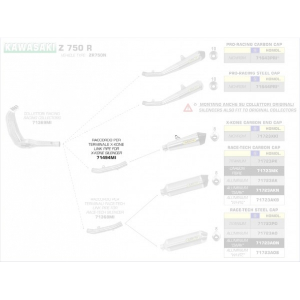 Arrow ARROW KAWASAKI Z-750 '07/12 / Z-750 R '11/12 STAINLESS STEEL LINK PIPE FOR ORIGINAL AND ARROW COLLECTORS | 71494MI | arr_71494MI | euronetbike-net