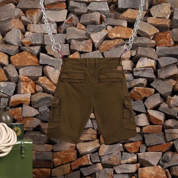 Genuine Apparel ROYAL ENFIELD Core Solid Cargo Shorts - Khaki | re_RLASRS230638 | euronetbike-net