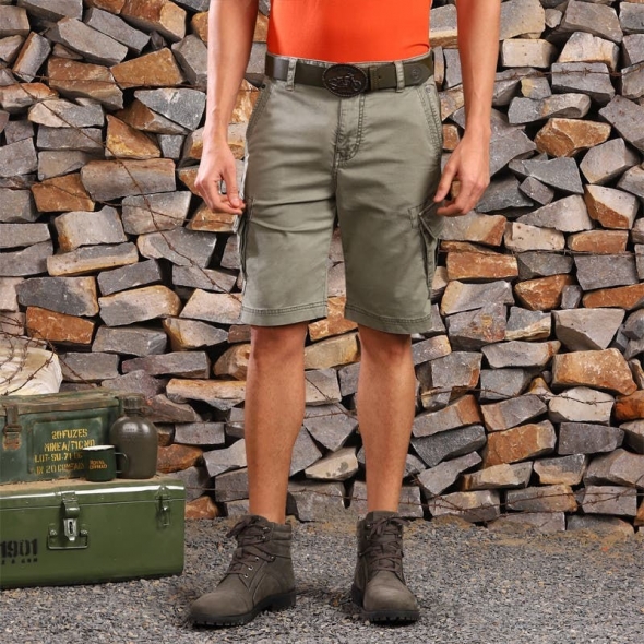 Genuine Apparel ROYAL ENFIELD Core Solid Cargo Shorts - Olive | RLASRS230645 | re_RLASRS230649 | euronetbike-net