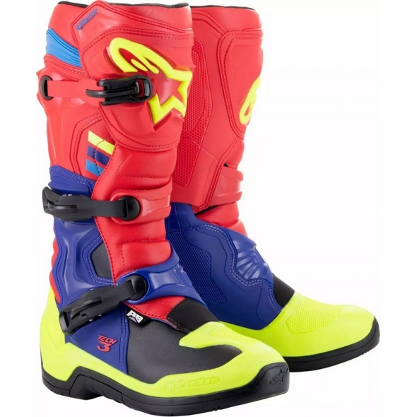 Alpinestars Alpinestars Tech 3 Boots, Black, Blue, Red, Fluorescent Yellow | 2013018-3375 | alp_2013018-3375-12 | euronetbike-net