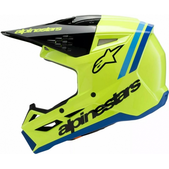 Alpinestars Alpinestars Youth S-M3 Radium Helmet, Yellow, Black, Blue | 8301925-5017 | alp_8301925-5017-YL | euronetbike-net