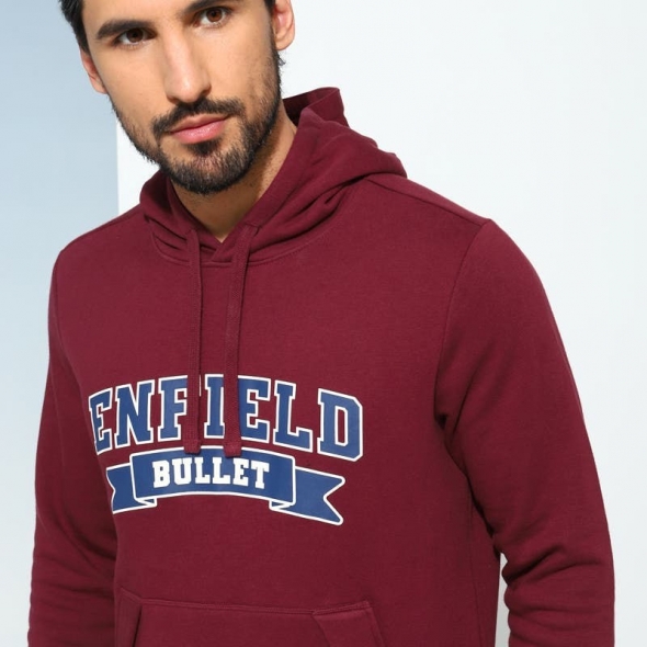 Genuine Apparel ROYAL ENFIELD Royal Varsity Hoodie - Burgundy | re_RLASSA230815 | euronetbike-net