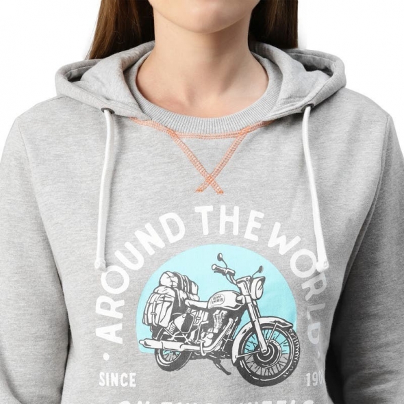 Genuine Apparel ROYAL ENFIELD Around The World Hoody - Grey Melange | re_RLASSA211148 | euronetbike-net