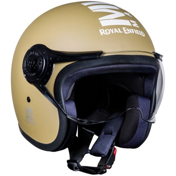 Genuine Apparel ROYAL ENFIELD Jet Open Face Mlg Helmet With Clear Visor - Matt Desert Storm | re_RRGHEP000388 | euronetbike-net