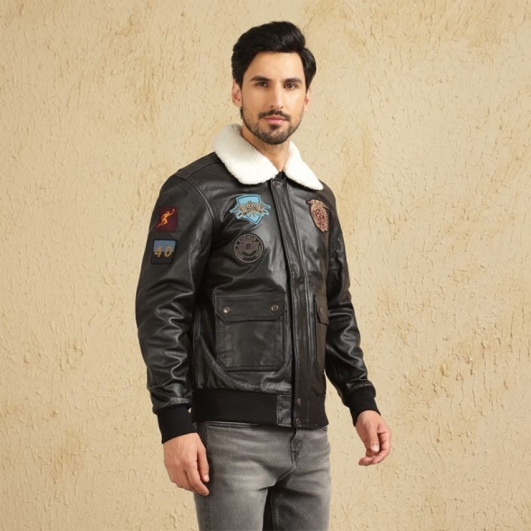 Genuine Apparel ROYAL ENFIELD Badge Brigade Leather Jacket | re_RLAJKA231159 | euronetbike-net