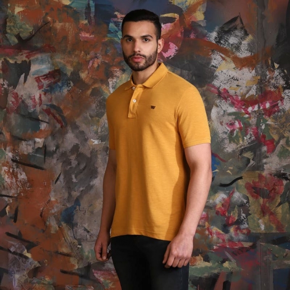 Genuine Apparel ROYAL ENFIELD Slub Polo - Musturd | re_RLATSS230317 | euronetbike-net