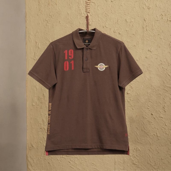 Genuine Apparel ROYAL ENFIELD Mlg Quest Polo - Brown | re_RLATSA230375 | euronetbike-net