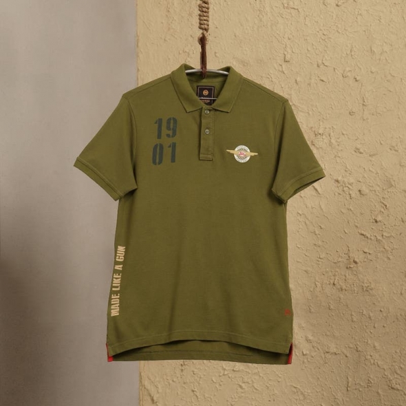 Genuine Apparel ROYAL ENFIELD Mlg Quest Polo - Olive | re_RLATSA230381 | euronetbike-net