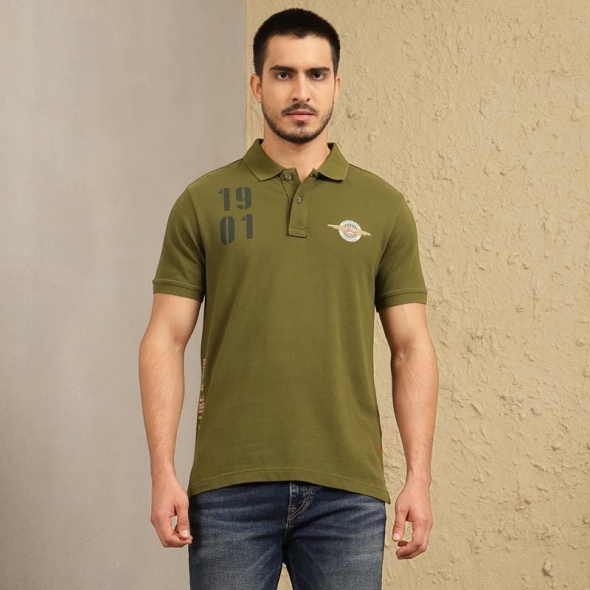 Genuine Apparel ROYAL ENFIELD Mlg Quest Polo - Olive | re_RLATSA230381 | euronetbike-net