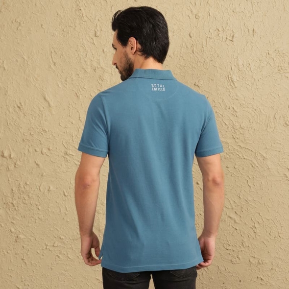 Genuine Apparel ROYAL ENFIELD Classic Badge Polo - Vintage Blue | re_RLATSA230403 | euronetbike-net