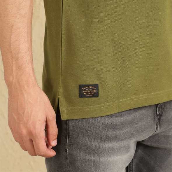 Genuine Apparel ROYAL ENFIELD Classic Badge Polo - Olive | re_RLATSA230412 | euronetbike-net