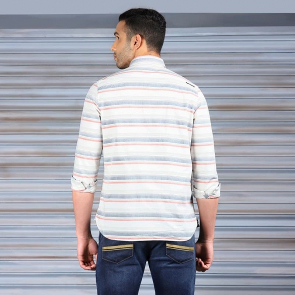 Genuine Apparel ROYAL ENFIELD Mlg Stripe Shirt - Green | re_RLASHS230951 | euronetbike-net