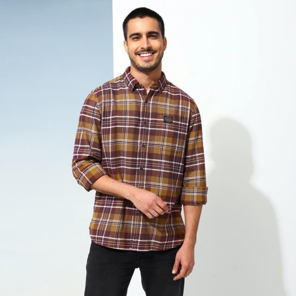 Genuine Apparel ROYAL ENFIELD Classic Check Shirt - Brown | re_RLASHA230156 | euronetbike-net Genuine Apparel ROYAL ENFIELD Classic Check Shirt - Brown | re_RLASHA230156 | euronetbike-net