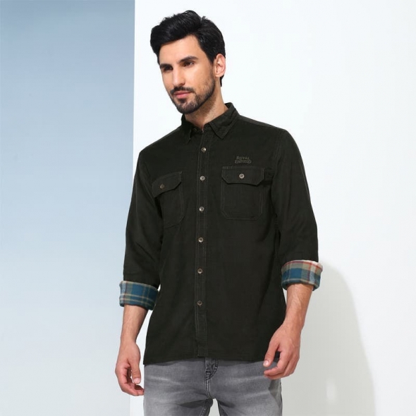 Genuine Apparel ROYAL ENFIELD Keep It Classic Shirt - Dark Olive | re_RLASHA230220 | euronetbike-net