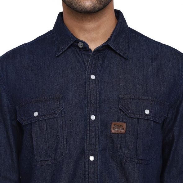 Genuine Apparel ROYAL ENFIELD Washed Denim Shirt - Indigo | re_RLASHN000285 | euronetbike-net